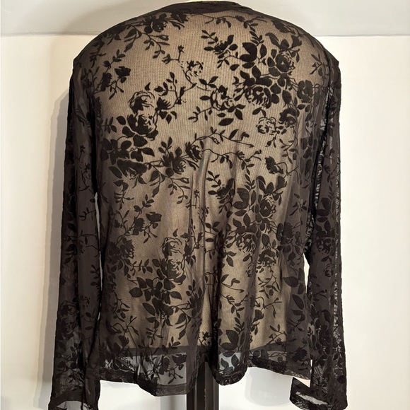 NWT Floral Sheer Velvet Flocked Mock Neck Shirt - 4X Plus - Picture 3 of 5